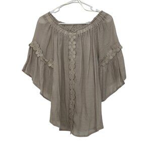 Melissa Paige Women Off-The-Shoulder Blouse Crochet Details SZ S Flared Sleeve